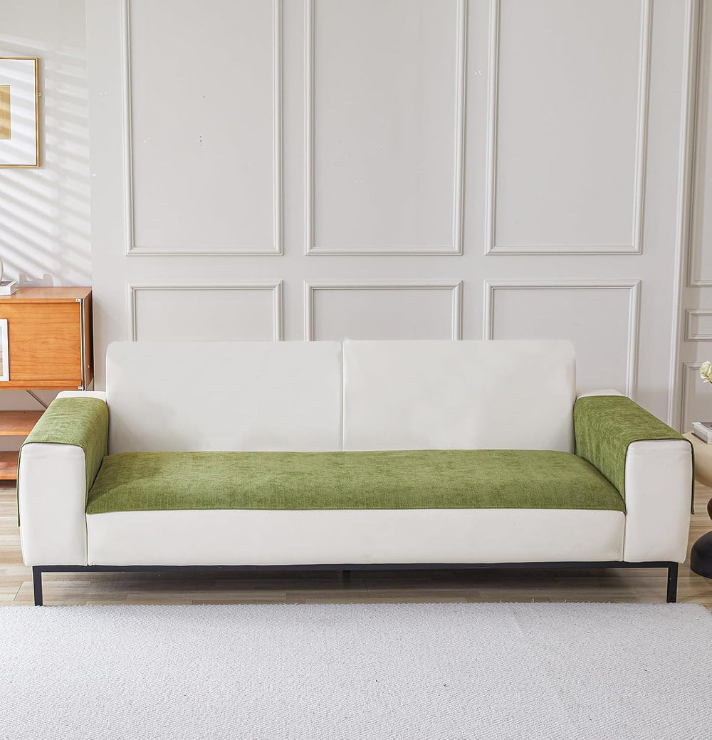 Herringbone Chenille Sofa Cover Set – 3 Pcs (2pc Armrest Covers 50x70cm + 1pc Seat Cover) Green)