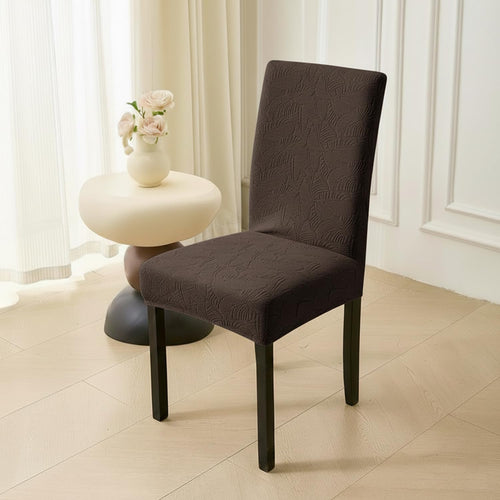 Stretchable Jacquard Dining Chair Cover – Universal Fit, 220 GSM-Brown