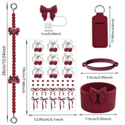 6-Piece Tumbler Accessories Set – Bow Pink | 40oz & 30oz | Tumbler Not Included