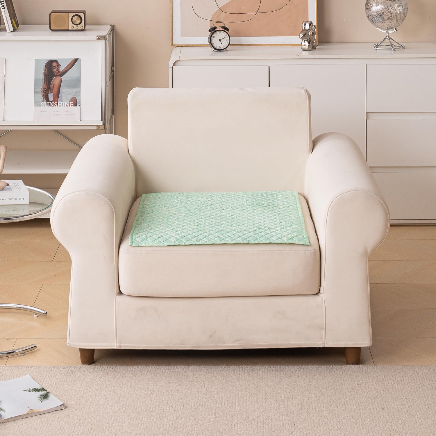 Printed Sofa Cover for Indian Sofa Set Quilted, Washable & Durable (Green Autumn)