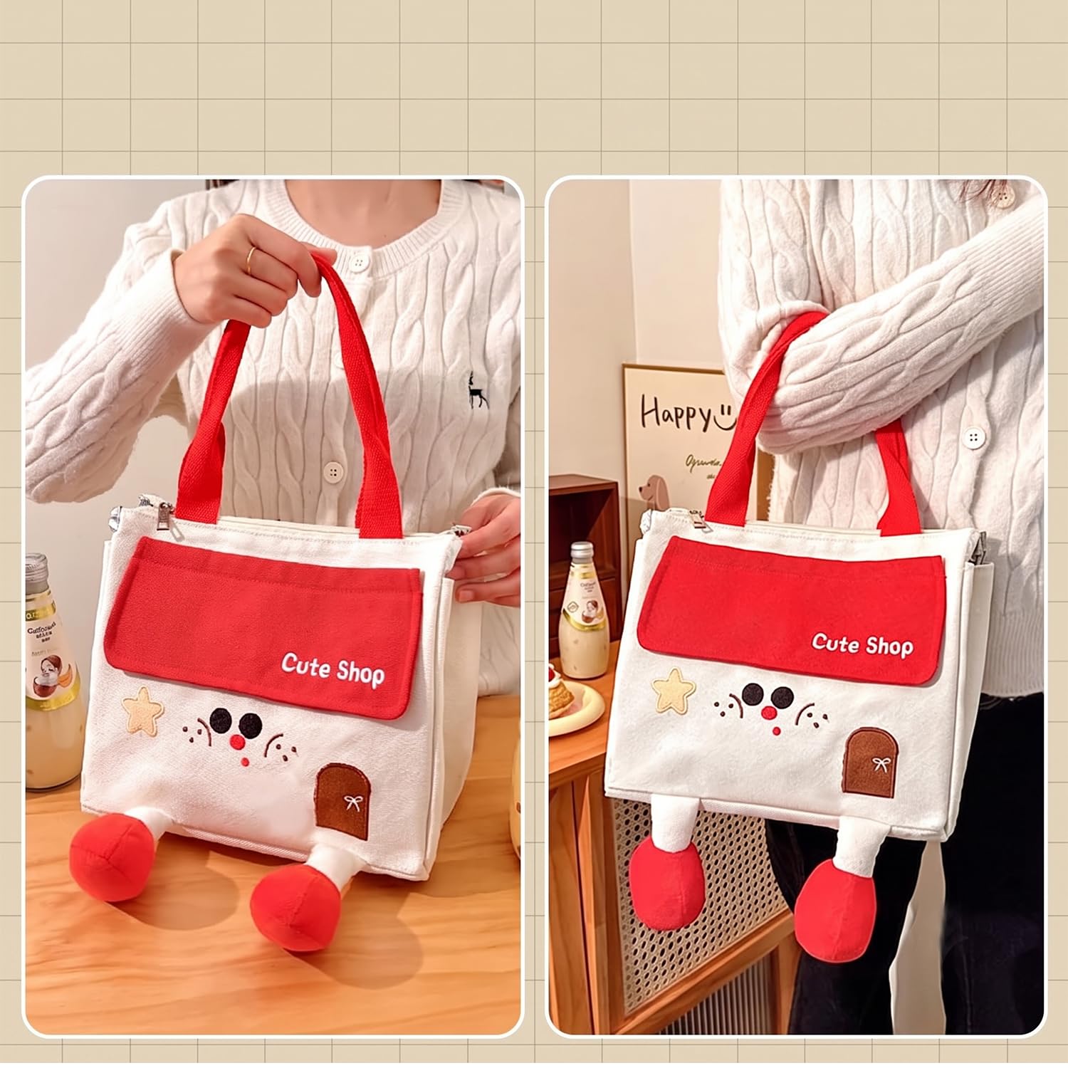 3D Leg Insulated Lunch Bag, Cute Thermal Lunch Tote, Large Capacity Meal Bag