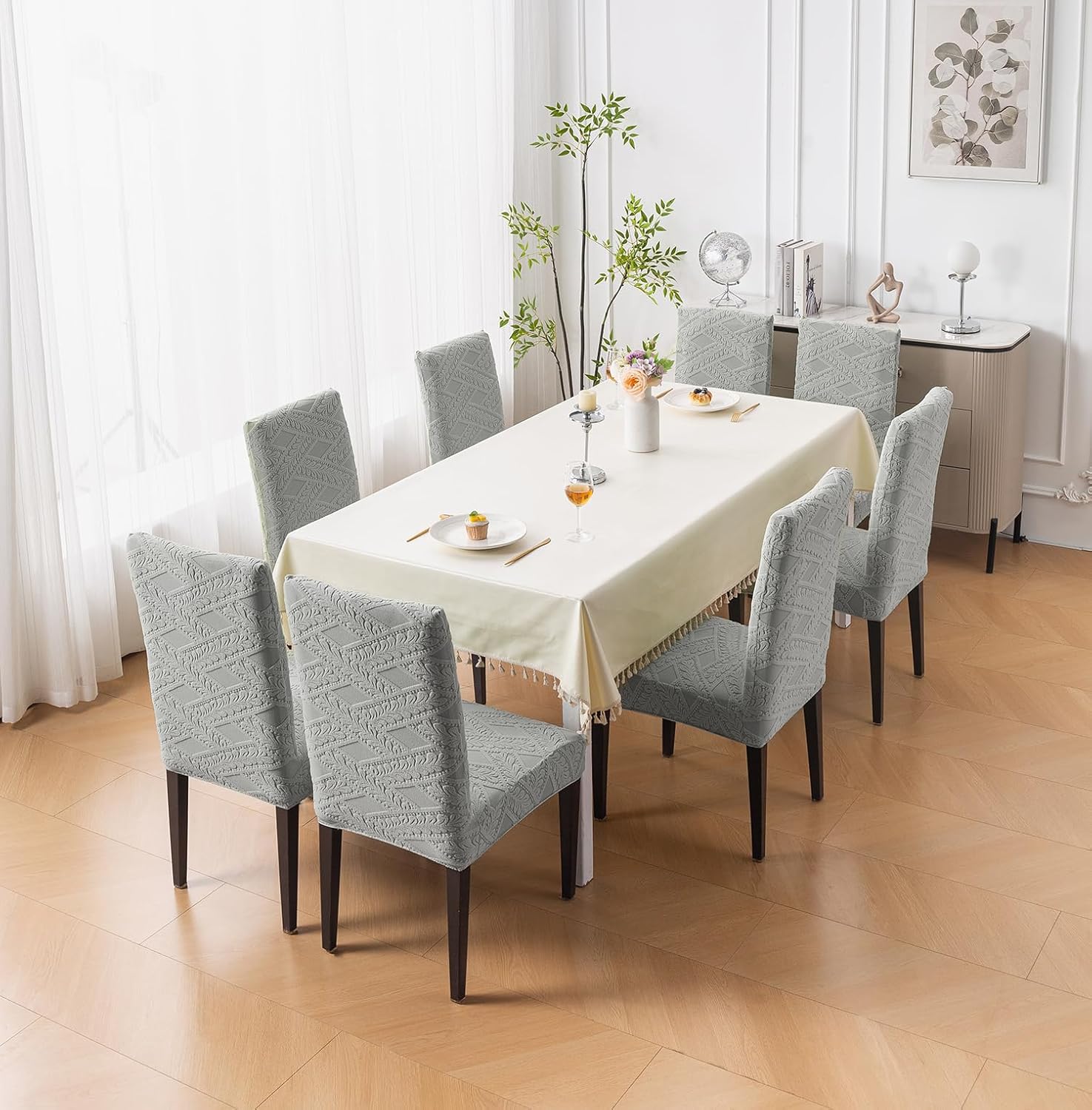 Stretchable Jacquard Chair Cover – 220 GSM- Grey