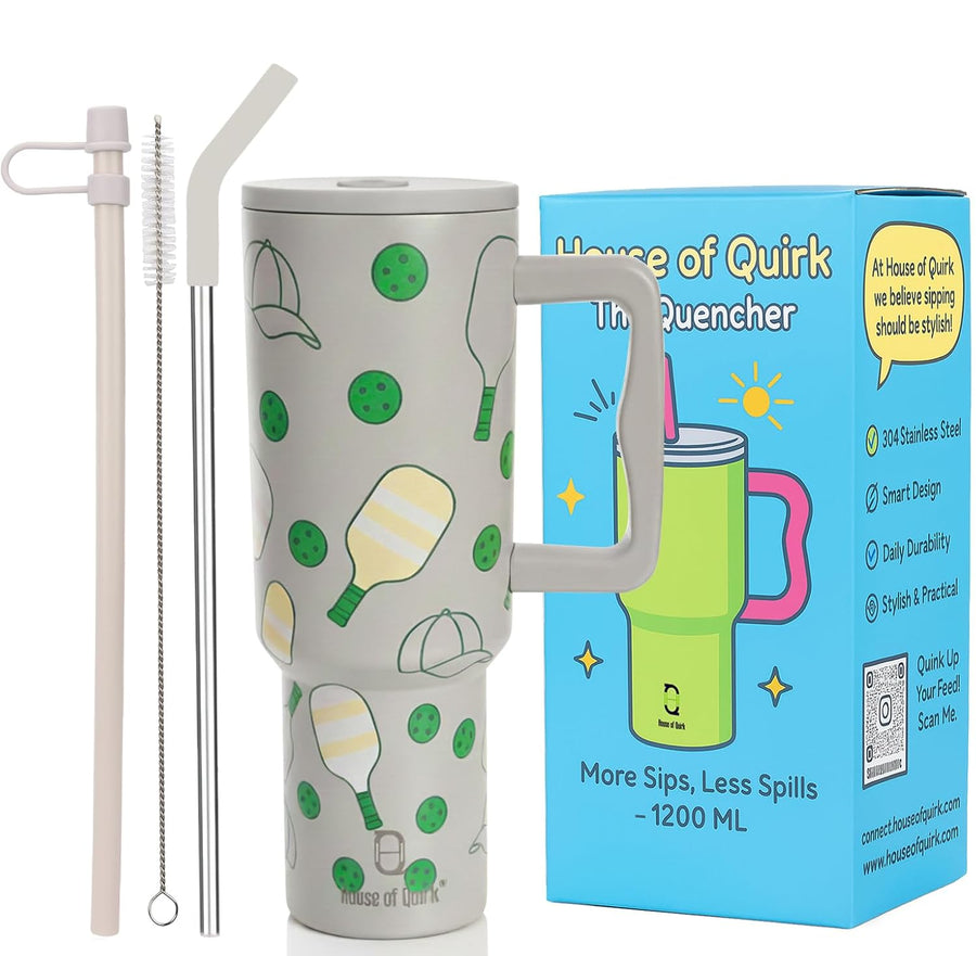 1200ML Stainless Steel Tumbler with Lid, Handle & Straws - (1200 ML)