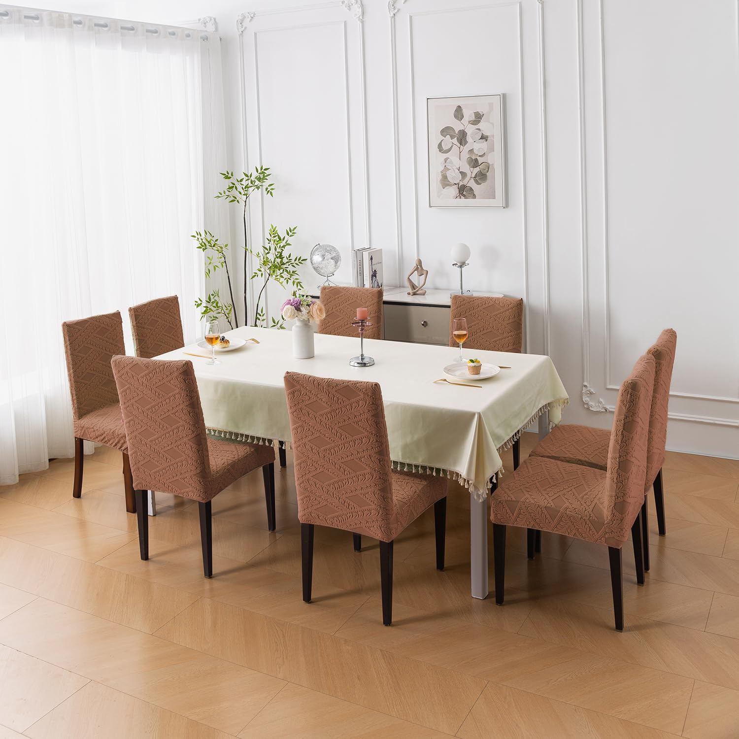 Stretchable Jacquard Chair Cover – 220 GSM- Brown