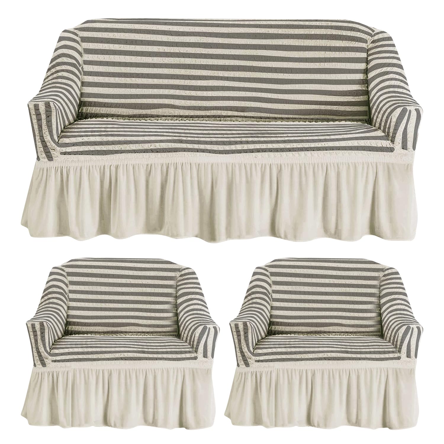 Turkish Bubble Frill Five Seater 3 + 1 + 1 Sofa Slipcovers 280 GSM