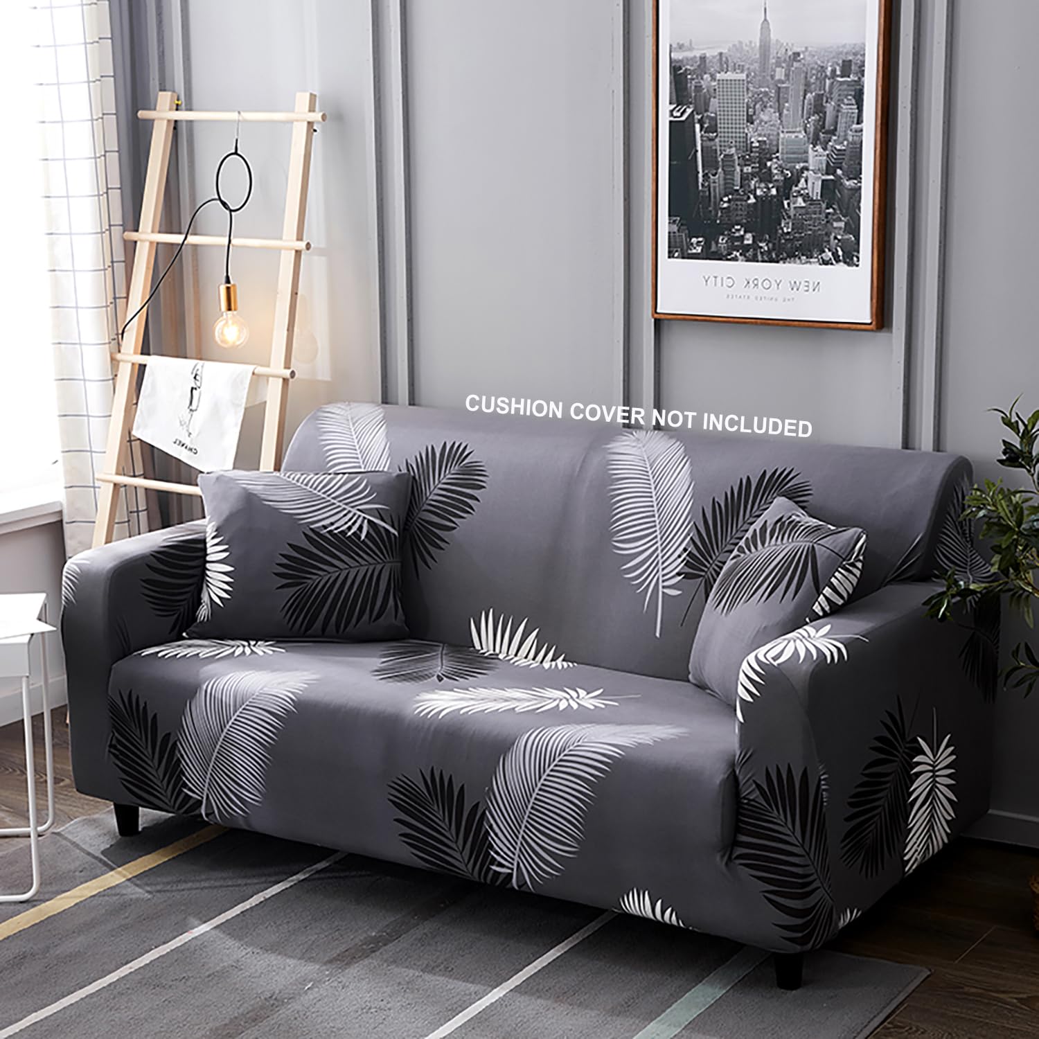 Printed Sofa Cover - Dark Grey Fern