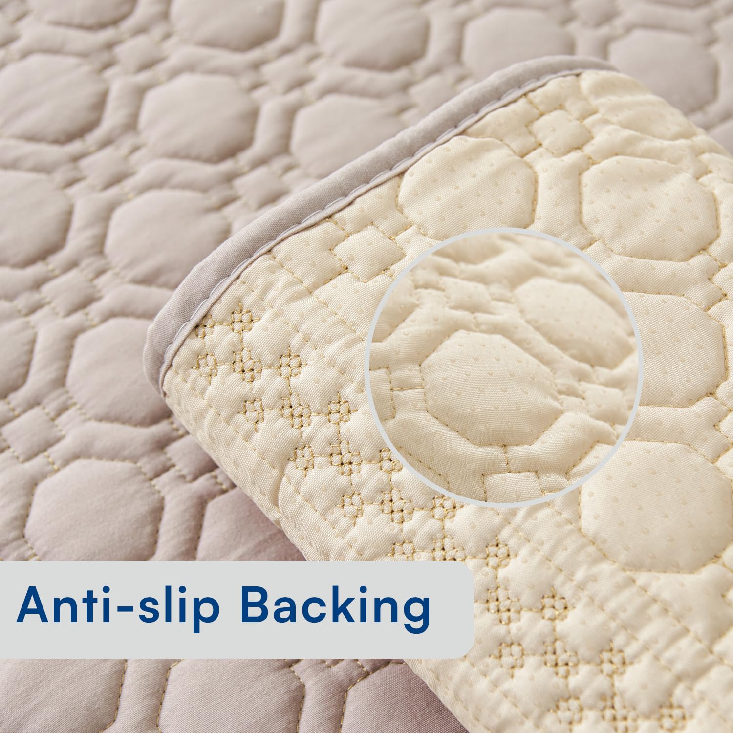 Glacier Series Quilted Sofa Cover – Soft, non-slip & washable furniture protector- Walnut