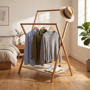 Bamboo Folding Clothes Rack - Beige