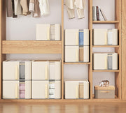 Oxford Cloth Storage Bins Closet & Wardrobe Shelves (Small Beige)