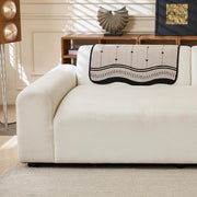 Loom Stripe Series Chenille Couch Cover Curved Edge Quilted Non-Slip Washable Sofa (Brown)