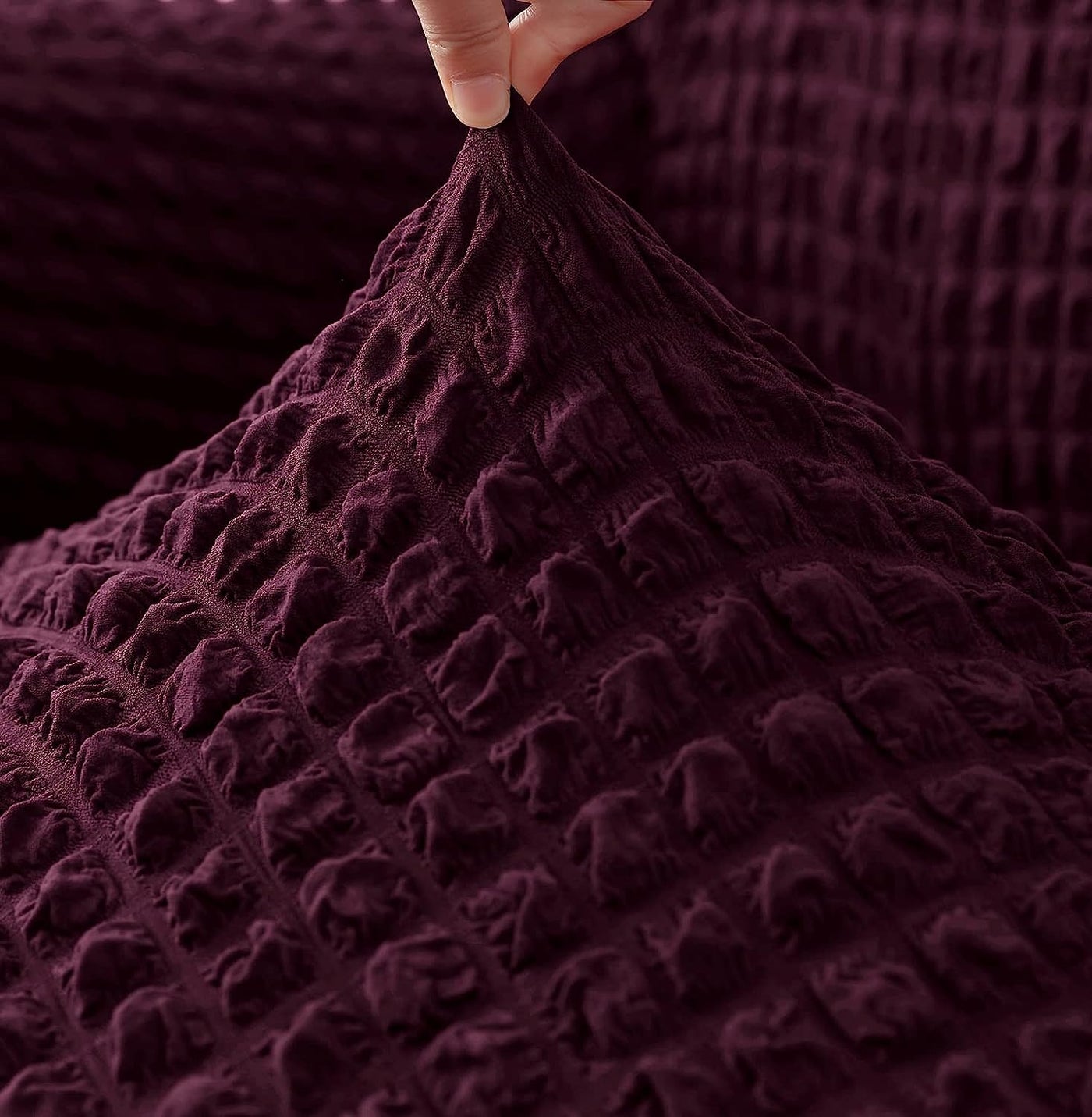 Bubble Frill Couch Cover-Wine