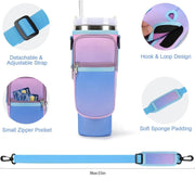 Water Bottle Carrier Bag with Phone Pocket with Adjustable Strap (Tumbler Not Included)