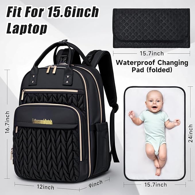 Diaper Bag Backpack for Baby – Waterproof Travel Baby Bag with Changing Pad