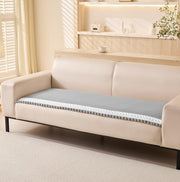 Chenille Fabric with Ball Tassels Sofa Cover Set – 3 Pcs Set (2pc Armrest Covers 50x70cm + 1pc Seat Cover) Light Grey