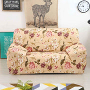 Printed Sofa Cover - Beige Flower Pink Green