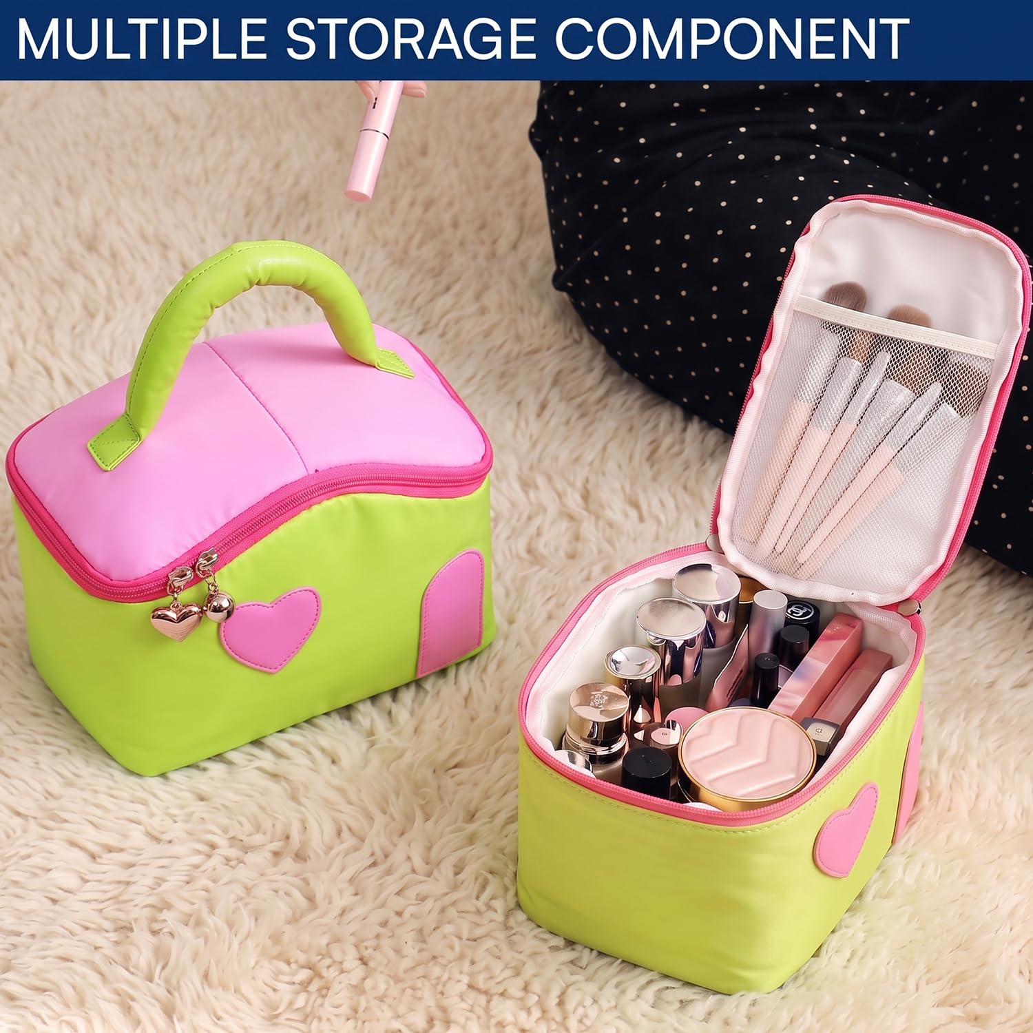 Large Capacity Makeup Bag for Women, Portable Cosmetic Organizer