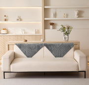 Sofa Cover Mat Leaf Coral Fleece Chenille Fabric Seater Sofa (Charcoal)