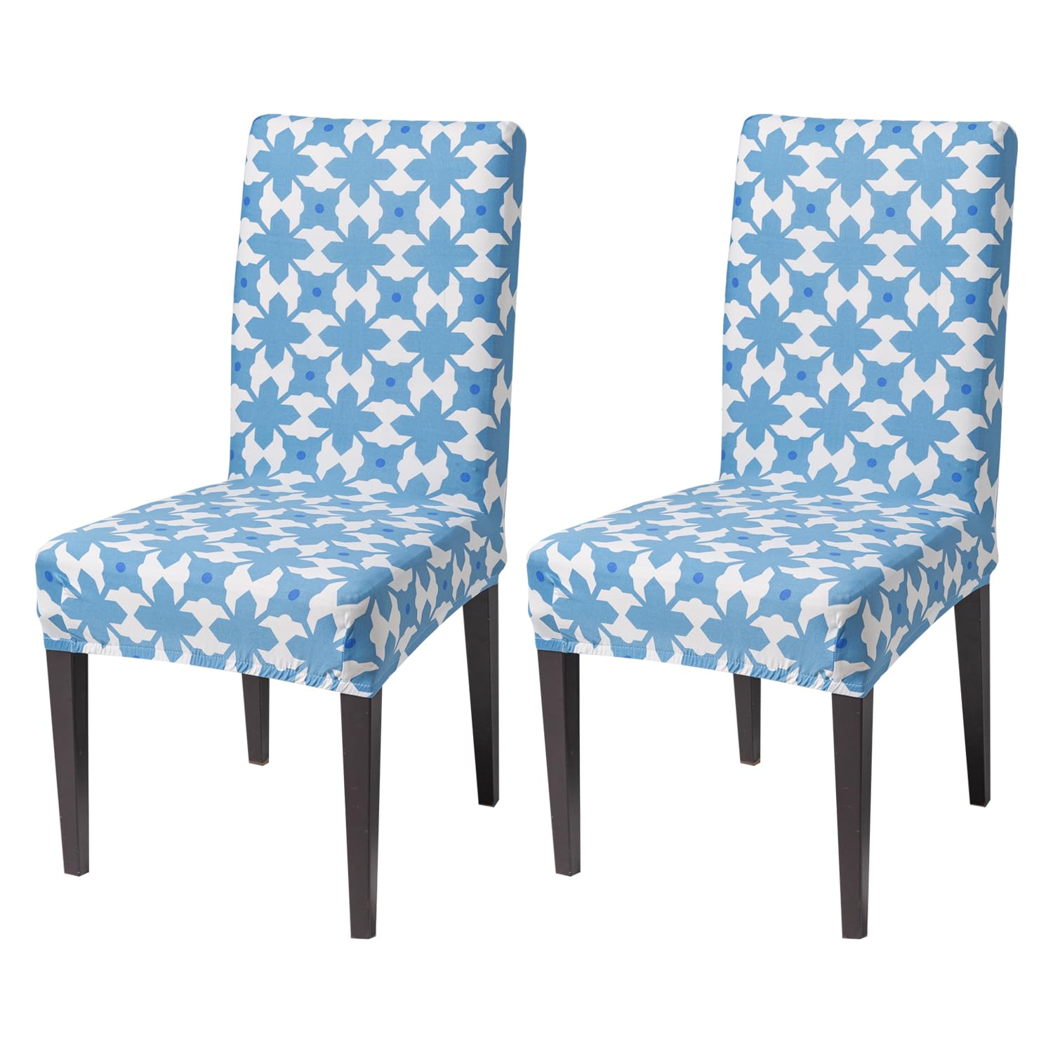Elastic Chair Cover Stretch Removable Washable (Indigo Motif)