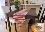 Table Runner, Ethnic Indian Style (1 Runner 30x160cm, 6 Placemat Red Tribal)