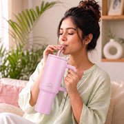 Stainless Steel Vacuum Tumbler with Straw and Lid & Handle - (1200 ML) (Solid colors)