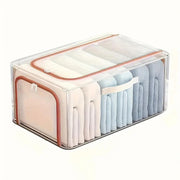 31L Transparent Clothes Storage Bin with Metal Frame & Handles