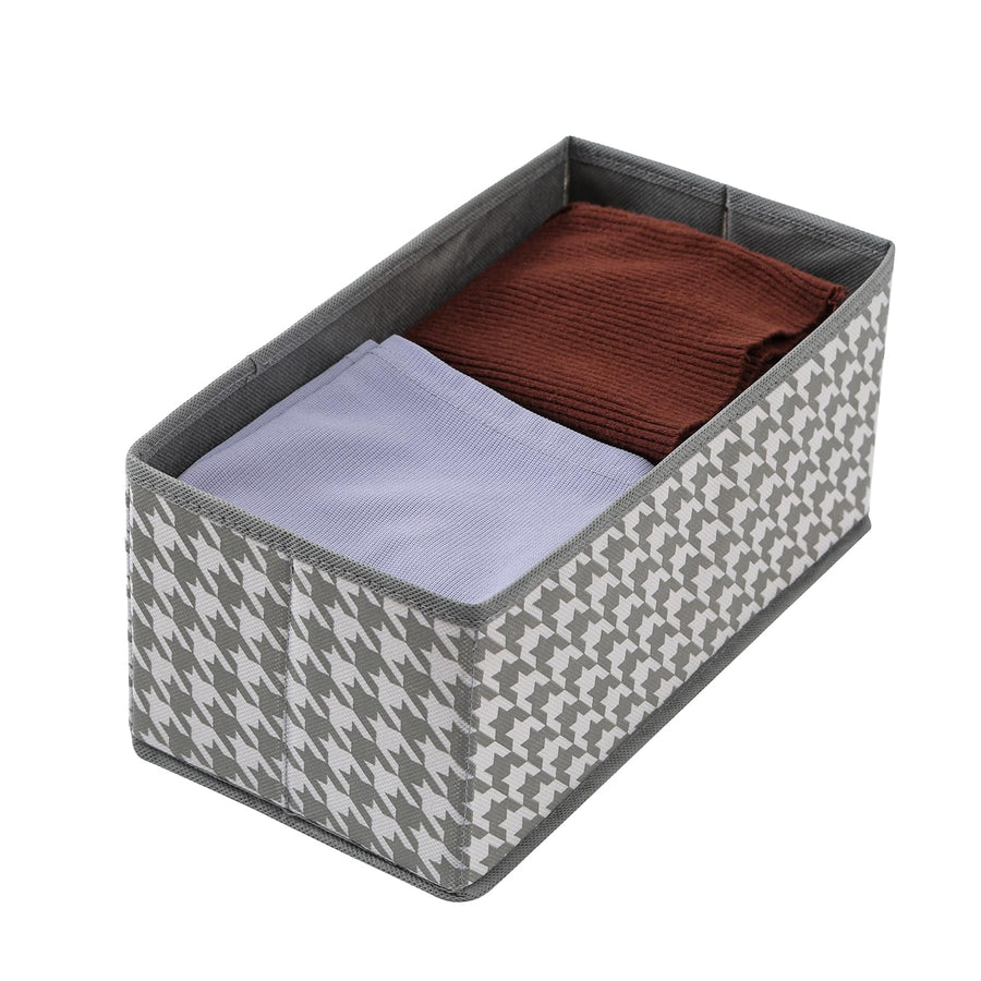 Storage Box Set of 3 Closet Dresser Drawer Organizer (Grey Houndstooth)
