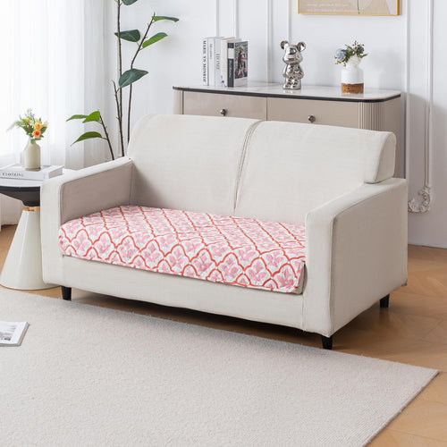 Printed Quilted Sofa Cover for 1/2/3/4 Seater Anti-Slip-Peach Blush