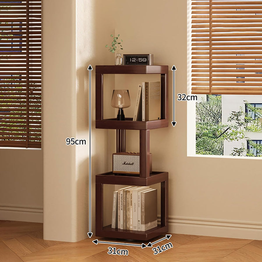 360° Rotating 4-Tier Storage Rack - Brown
