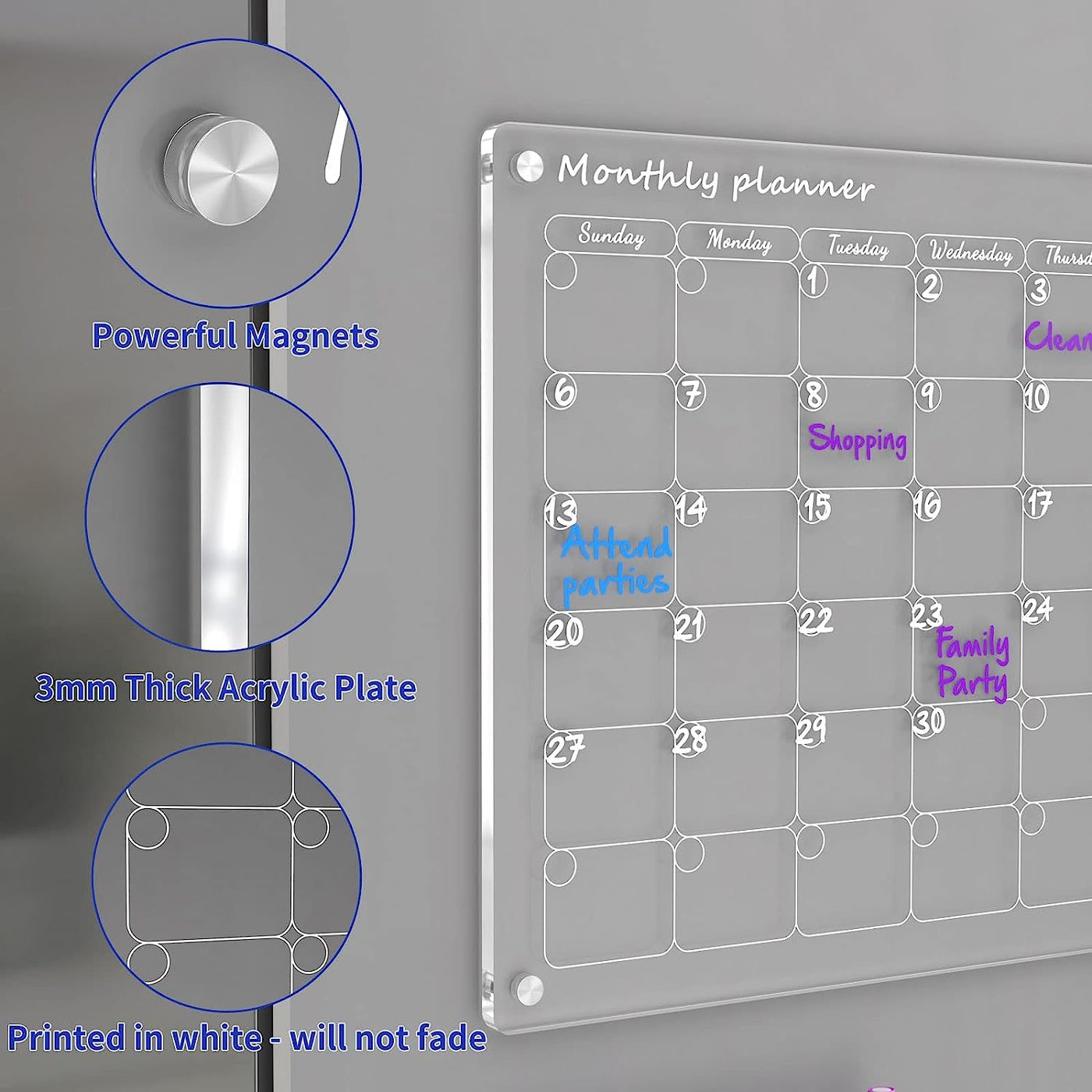 Magnetic Dry Erase Calendar(40x30cm)