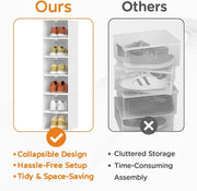 6-Layer Foldable & Stackable Shoe Cabinet with Transparent Front Door (Transparent)
