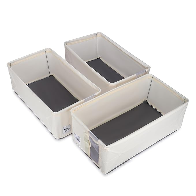 Oxford Cloth Storage Bins Closet & Wardrobe Shelves (Small Beige)