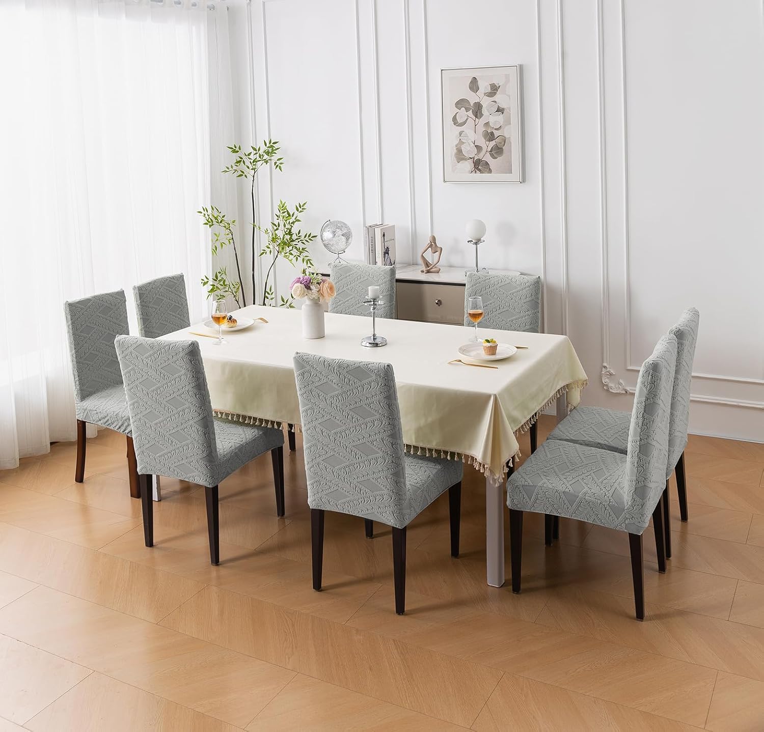 Stretchable Jacquard Chair Cover – 220 GSM- Grey