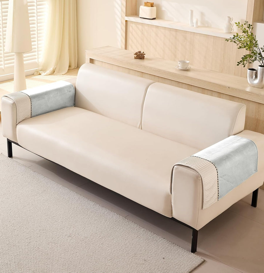 Sofa Cover Mat Autumn Pattern Chenille Fabric (Grey)