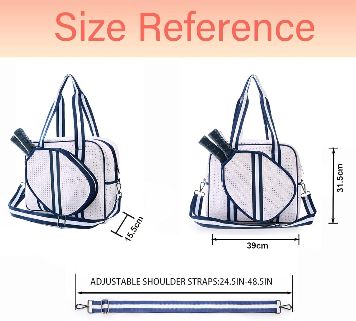 Pickleball & Tennis Racket Sling Bag – Large Capacity, Adjustable Strap (Beige)