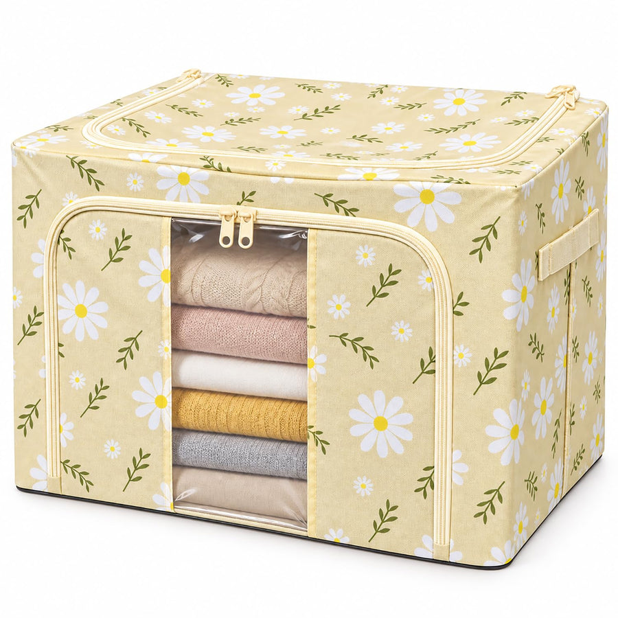 Clothing Storage Box 66 Litre - Cream Flower