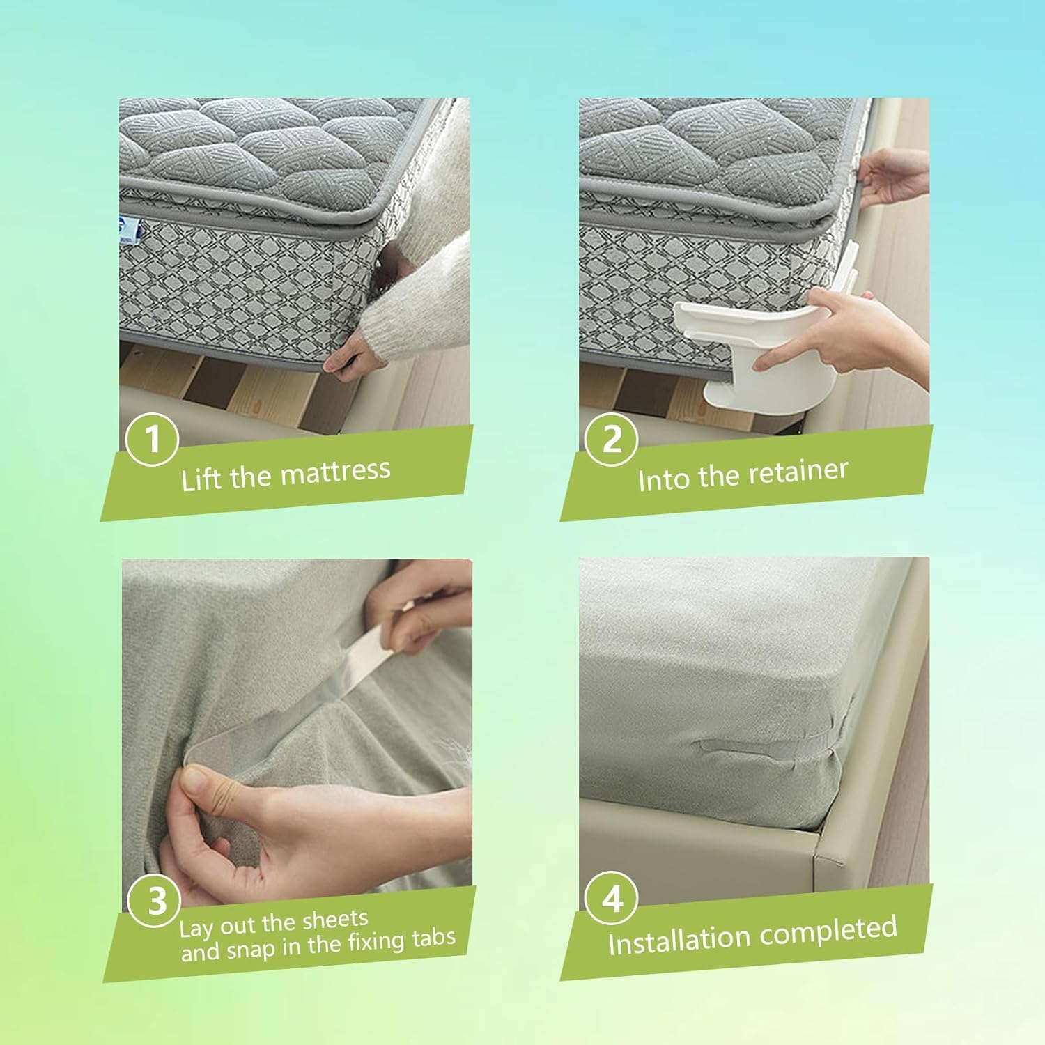 Bed Sheet Holders – Set of 4 Fitted Sheet Corner Locks, Keep Sheets Tight and Secure