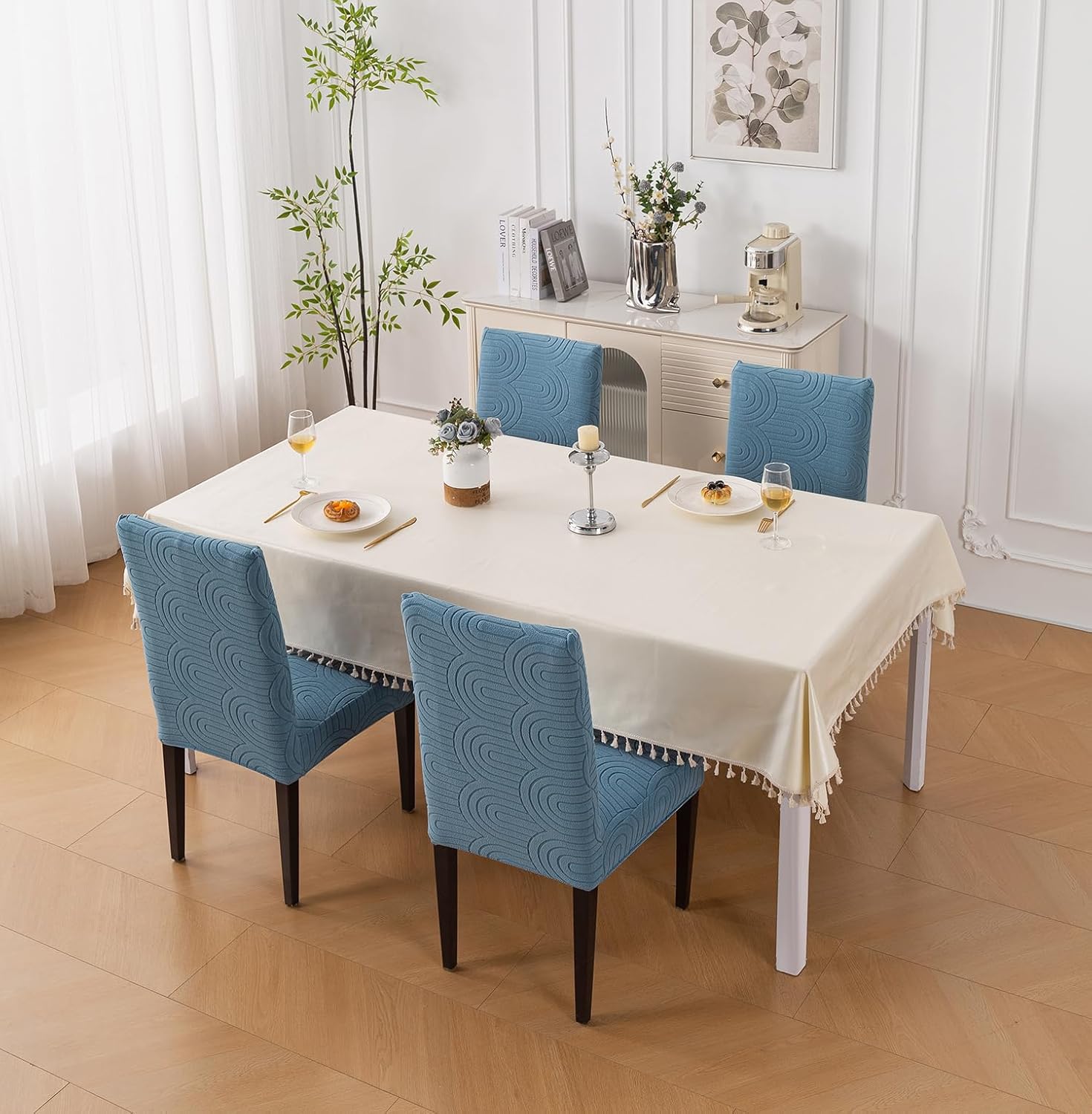 Premium Stretch Chair Cover – 220 GSM Jacquard Fabric (Light Blue)