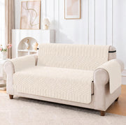 Ridge Plush Sofa Cover  Floral Design - Ivory