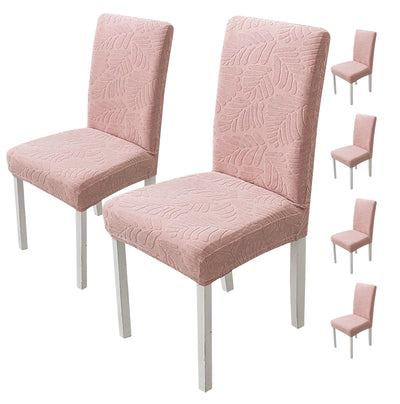 Jacquard Leaf Chair Cover-Pink