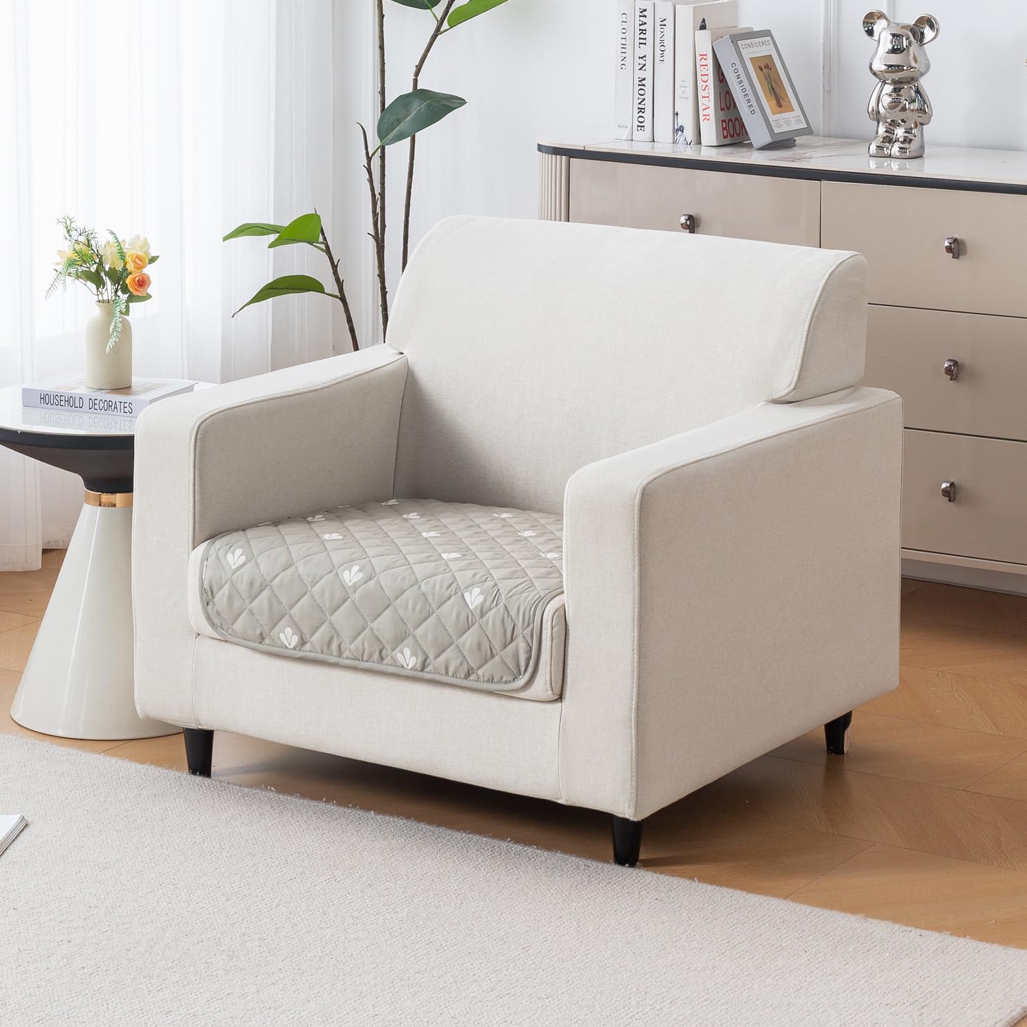 Printed Quilted Sofa Cover for 1/2/3/4 Seater Anti-Slip- Neem Buti