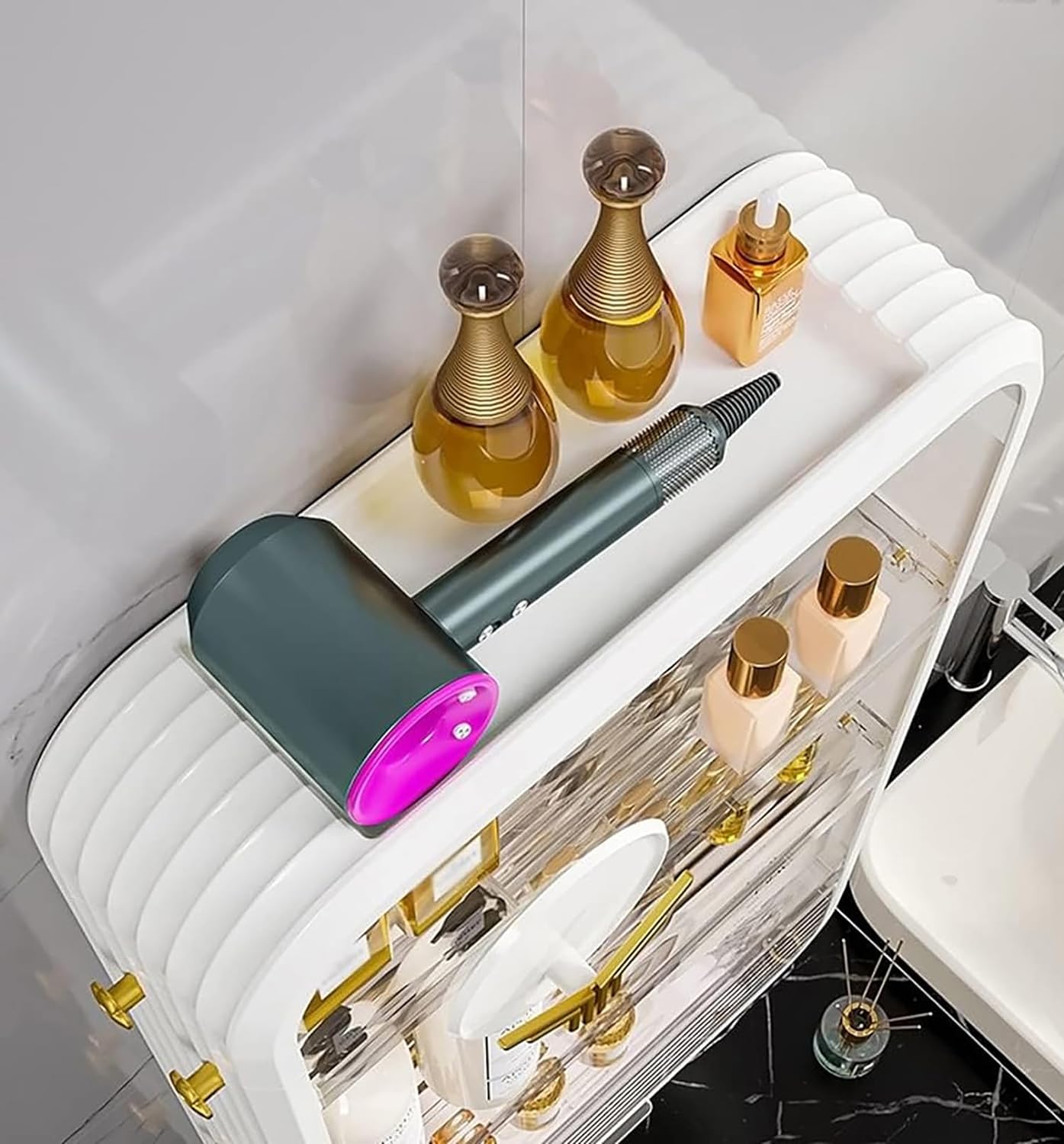 Bathroom Shelves Cabinet Organizer Transparent (White)