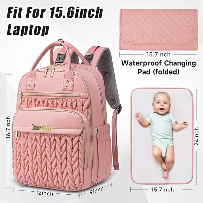 Diaper Bag Backpack for Baby – Waterproof Travel Baby Bag with Changing Pad