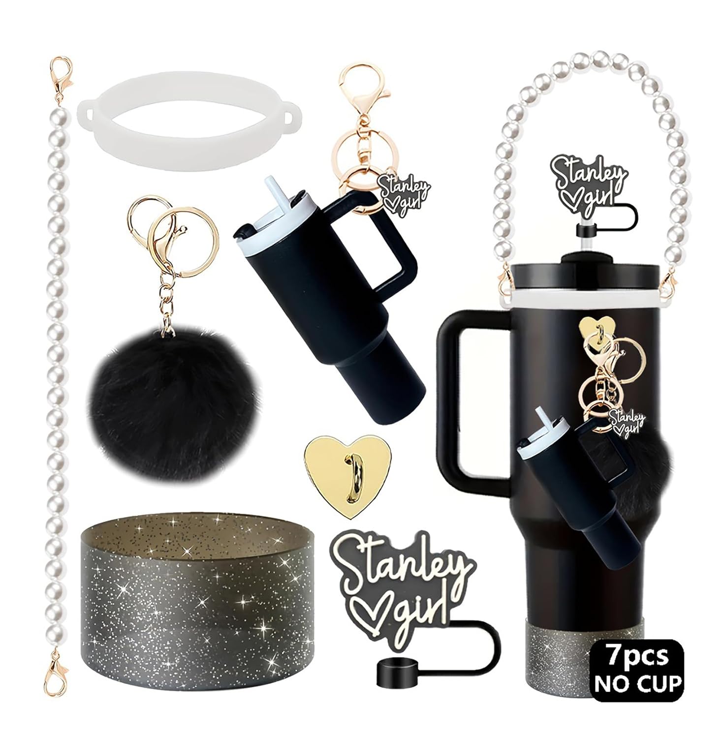 7-Piece Tumbler Accessories Set for 30oz & 40oz Cups – Silicone Boot, Handle Strap, Straw Covers & Keychain (Tumbler Not Included)