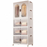 1-Layer Wardrobe with Multi Layer Folding Storage Box - White