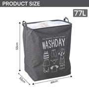 Large Laundry Basket Bag, Drawstring Storage - Grey