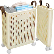 Collapsible Laundry Basket with Wheels and Handle