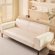 Sofa Covers Mat Velvet Herringbone Chenille Fabric (White)