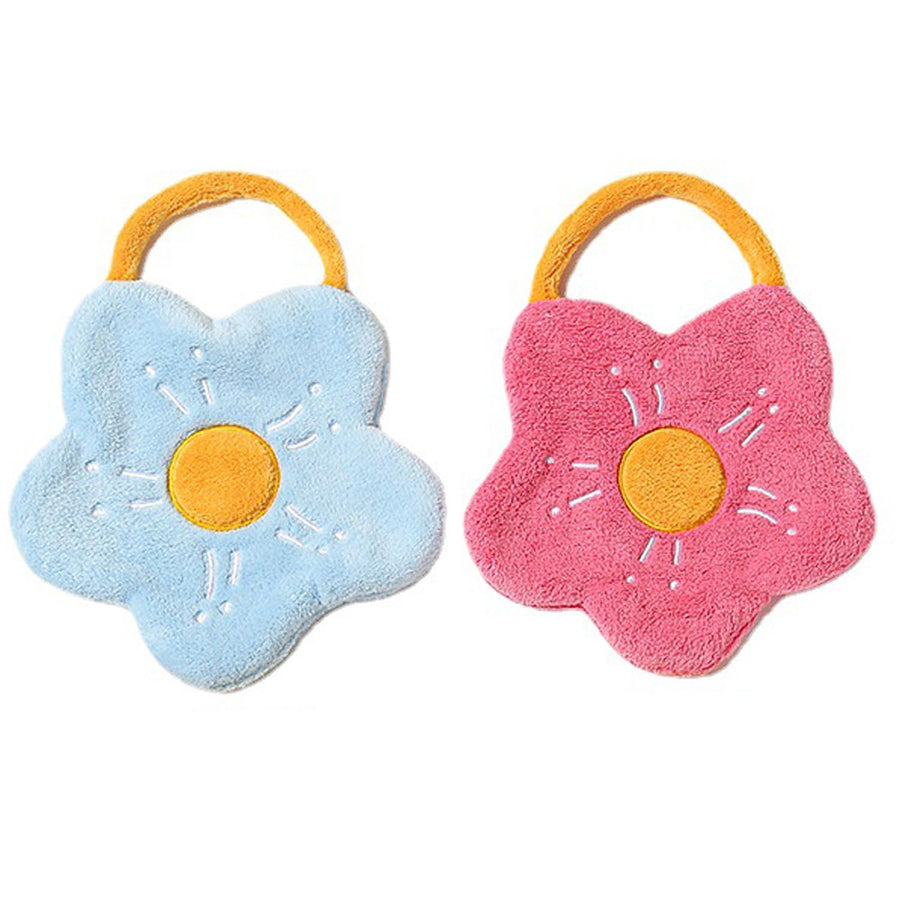 Flower Shaped Hanging Towels Soft Coral Fleece Hand Towels (Set of 2)