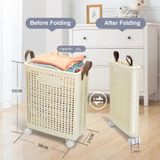Collapsible Laundry Basket with Wheels and Handle