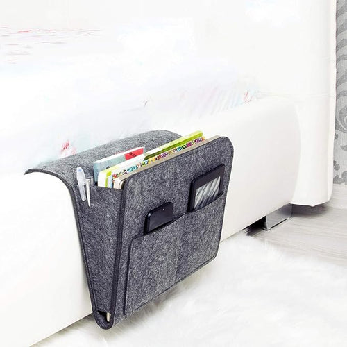 Bedside Caddy Bed Hanging Organizer (32 cm x 1.5 cm x 21 cm, Grey)
